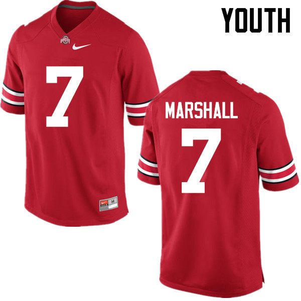 Ohio State Buckeyes Jalin Marshall Youth #7 Red Game Stitched College Football Jersey